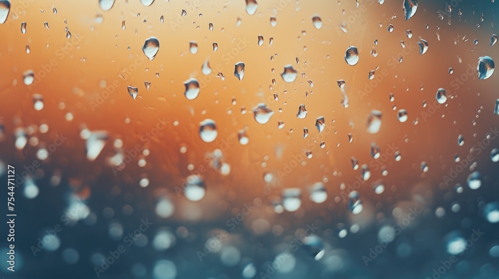 Poster close-up of water droplets on a window. suitable for weather or nature concepts