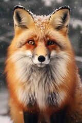Fototapeta premium Close-up of a red fox in the snow, suitable for winter-themed projects