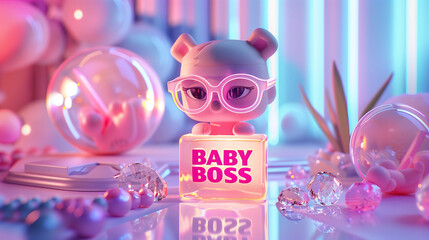 3d icon cute BABY BOSS cartoon character