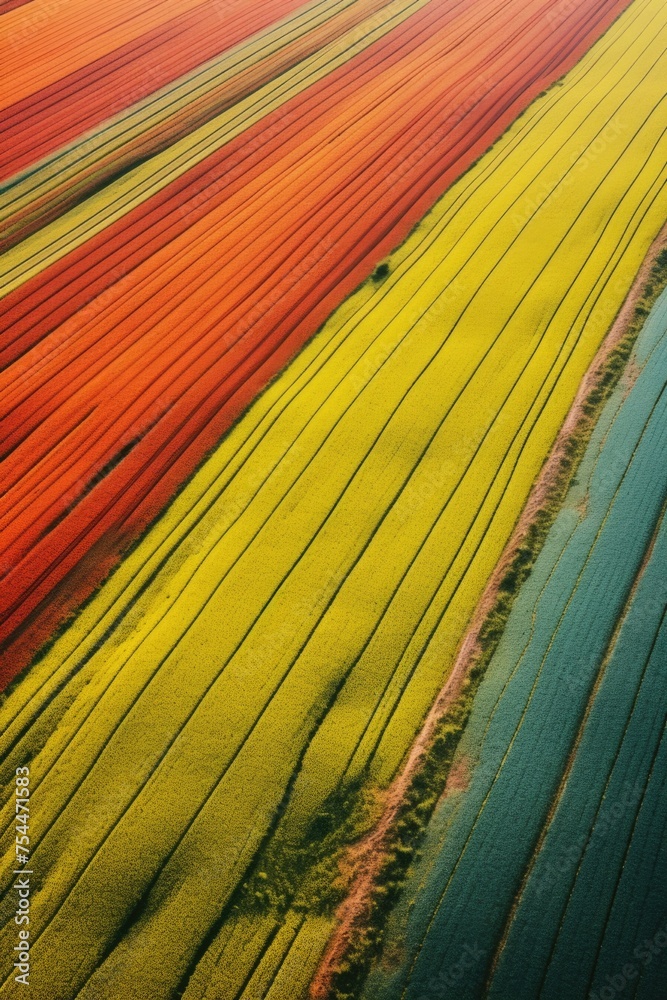 Aufkleber beautiful aerial view of colorful tulip field. great for spring concepts