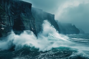 the rugged cliffs of Moher Ireland - obrazy, fototapety, plakaty