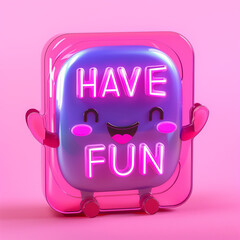 3d icon cute HAVE FUN emoji character illustration