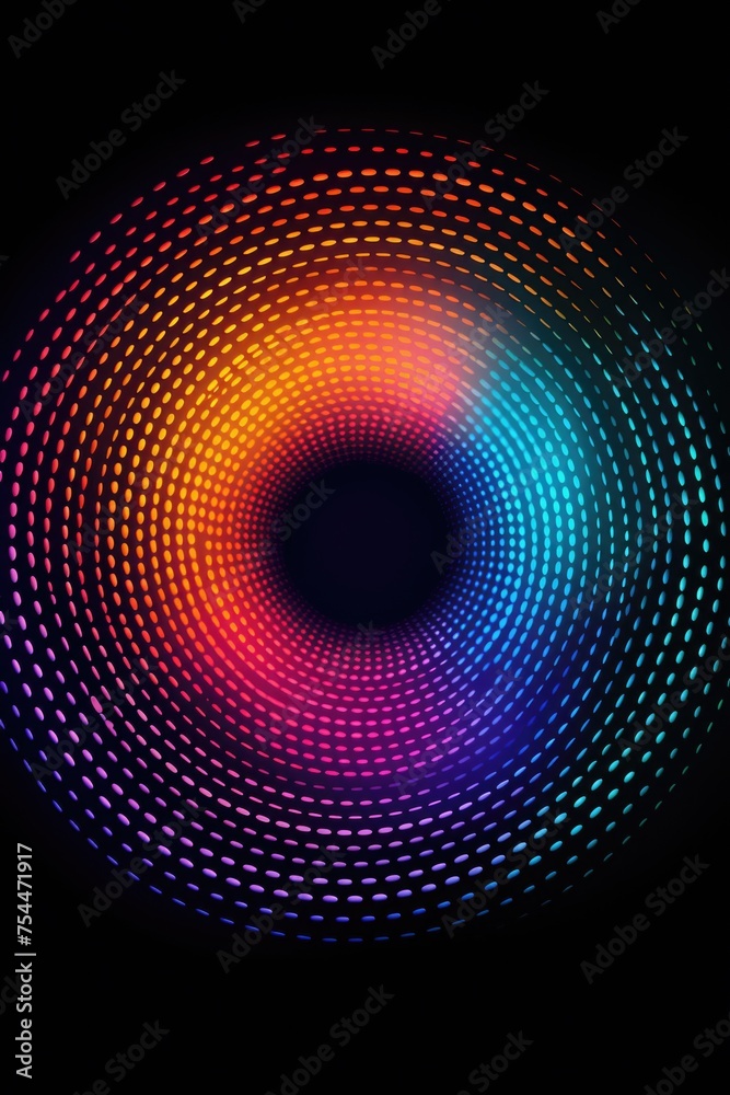 Poster abstract circular design on black background, perfect for graphic design projects