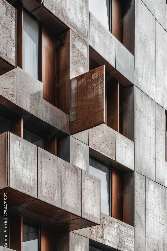 Fototapete Detailed view of a building with multiple windows. Ideal for architectural projects