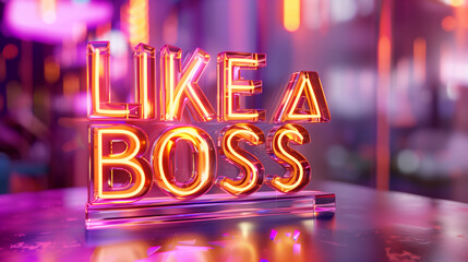 3d icon cute LIKE A BOSS advertising sign 