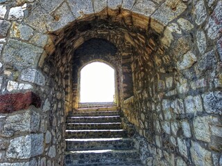 Entrance to the fortress. Stone walls.