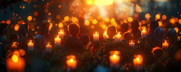 Candlelight Vigil: Symbol of Unity Among People from Diverse Backgrounds. Concept Unity, Diversity, Candlelight Vigil, Symbolism, Community Bonding