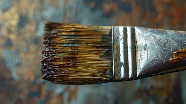 A paintbrush with brown bristles, suitable for various artistic projects