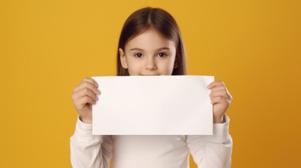 A young girl holding up a blank white sign. Perfect for adding your own message - obrazy, fototapety, plakaty
