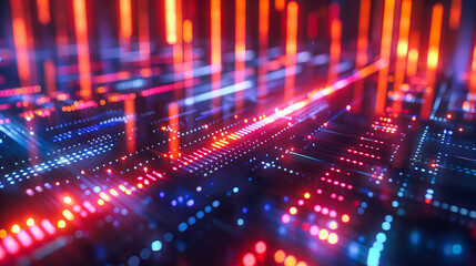 Digital Technology and Music Concept, Abstract Neon Lines Representing Sound Waves, Futuristic Background Design