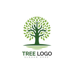 Green tree logo with circular leaves design