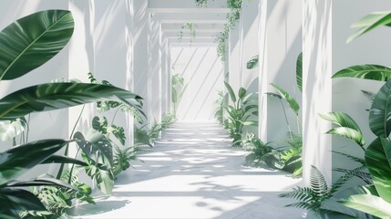 Modern and multifunctional flat apartment with plants. Copy space image. Place for adding text or design - obrazy, fototapety, plakaty