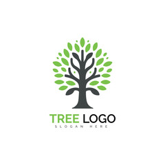 Obraz premium Simplistic tree logo with green foliage