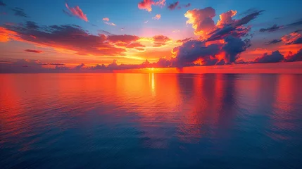 Fotobehang Breathtaking ocean sunset with vibrant colors, a tranquil scene of natural beauty and serenity © Ross