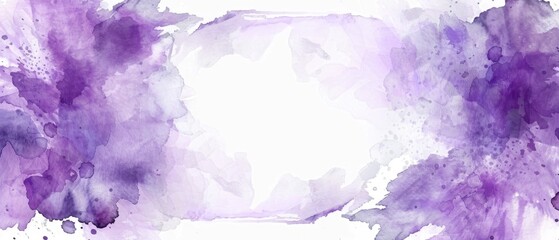 Ultrawide Purple Splash Watercolor Print Background Border Frame