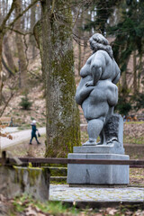 Fototapeta na wymiar Modern sculpture in Stryi Park in Lviv. Ukraine. Sculpture 
