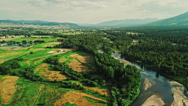 Bitterroot River and Mountains in Montana