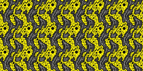 Yellow and Black Pattern on Black Background