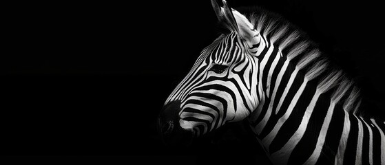  a black and white photo of a zebra with its head turned to the side with its head turned to the side.