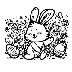 Fototapeta na wymiar Easter bunny coloring page for holiday