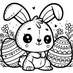 Easter bunny coloring page for holiday