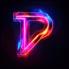 P text for the logo where the font is clear, stylish,black background, neon-colored, aurora light, and sophisticated to make an eye-catching, notable, neon-colored aurora light and luxurious - obrazy, fototapety, plakaty