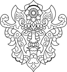   Man's head in mandala style. Hippie tattoo.Zen art. Hand-drawn.  Coloring book page.Vector illustration.