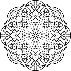 Mandala. Ethnic round ornament for Henna, tattoos, decorations.
Coloring book page.Vector illustration.