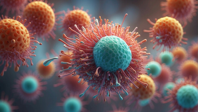 Visualización de Virus en Detalle Microscópico para Estudios Biomédicos.