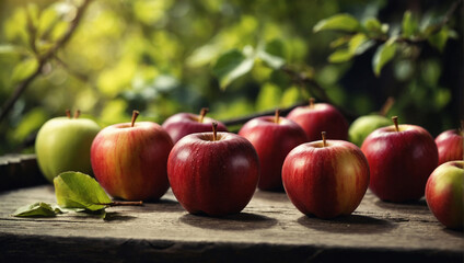 Rote und grüne Äpfel nach der Ernte - obrazy, fototapety, plakaty