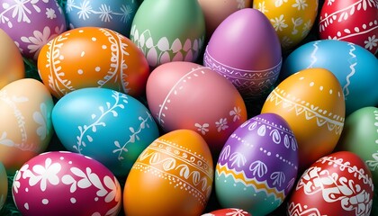 Fototapeta na wymiar Multitude of colorful painted chocolate easter eggs macro background