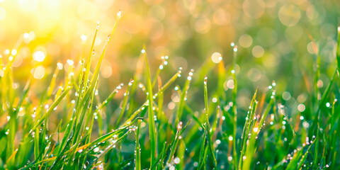 dew on the grass morning rays of the sun