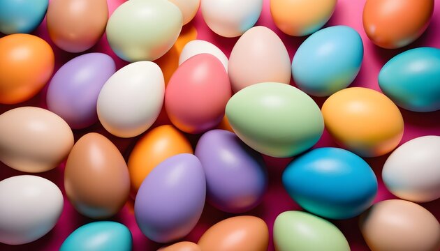 Multitude of colorful chocolate easter eggs macro background © Lied