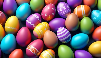 Fototapeta na wymiar Multitude of painted colorful chocolate easter eggs background