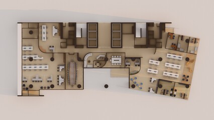 Commercial office space Isometric interior design 3d render