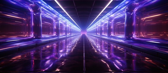 futuristic scifi tunnel corridor with glowing lights