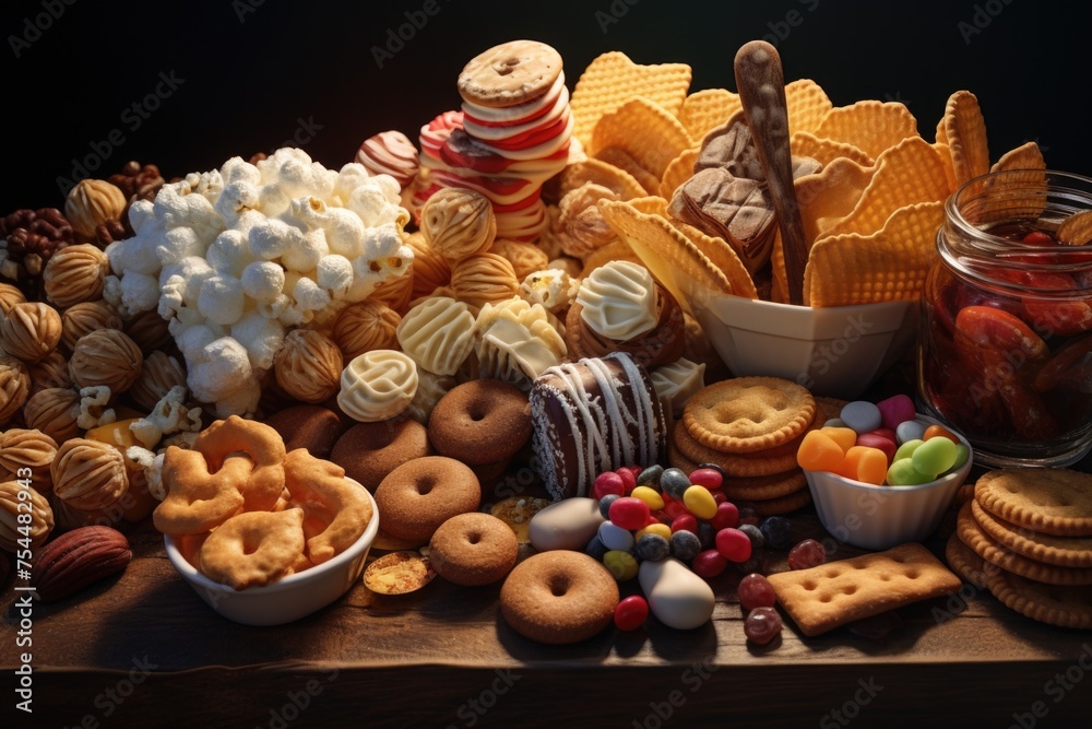 Aufkleber a table filled with various types of food, perfect for food-related projects