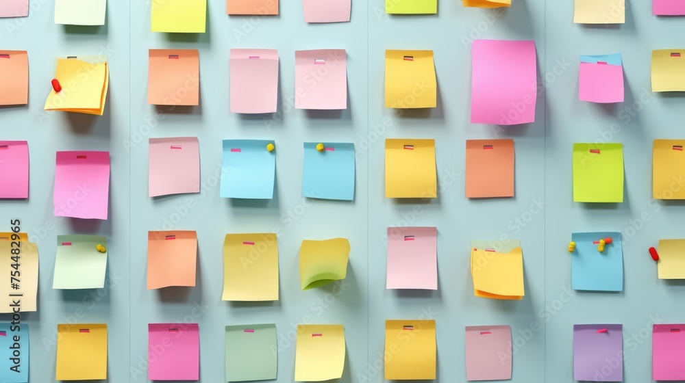 Poster A wall covered with lots of colorful post it notes. Great for office or brainstorming concepts