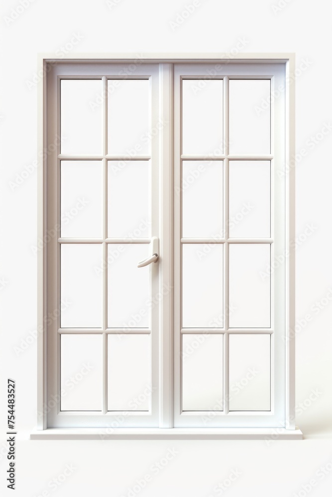 Poster a window with a white frame and a white door, suitable for architectural or interior design projects