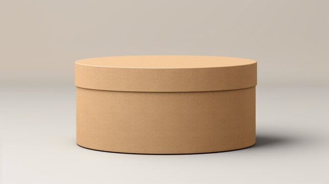 Round box with lid on a white surface, ideal for product packaging design