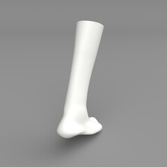 White blank sock of long cafl length mockup, 3d realistic isolated on gray background