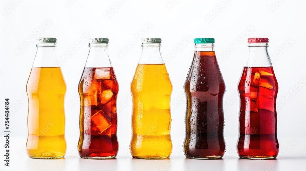 Poster various types of soda bottles lined up