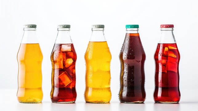 Various types of soda bottles lined up