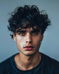 Obraz premium Portrait of a young caucasian man isolated from a grey copy space background ideal for text