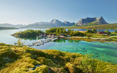Fototapeta premium Kulhornet, Stortinden, Eidtinden, Hakonset, Ballangen, Ofoten, Nordland, Norwegen