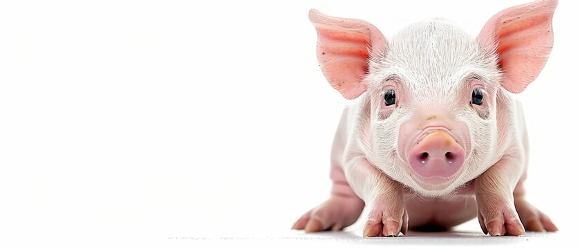  a pig that is looking at the camera with a funny look on it's face and it's ears.