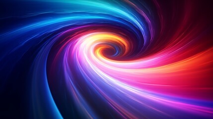  Colorful vortex energy, cosmic spiral waves, multicolor swirls explosion. Abstract futuristic digital background