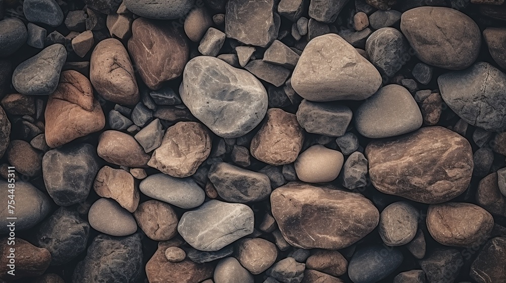 Poster detailed view of a pile of rocks, versatile for various projects