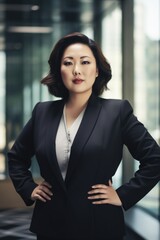Fototapeta premium Professional woman in business attire posing for a photo. Ideal for corporate and business concepts