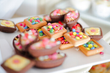 sweet candies with colorful chocolate	
